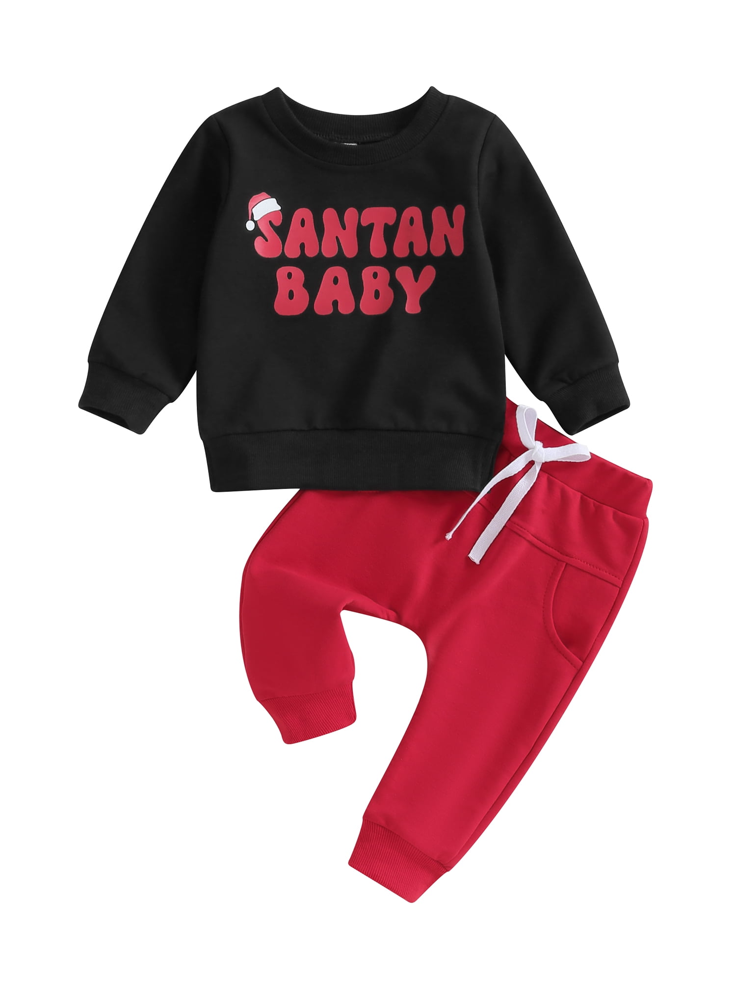 Toddler Baby Boy Christmas Outfits Long Sleeve Santa Baby Sweatshirts