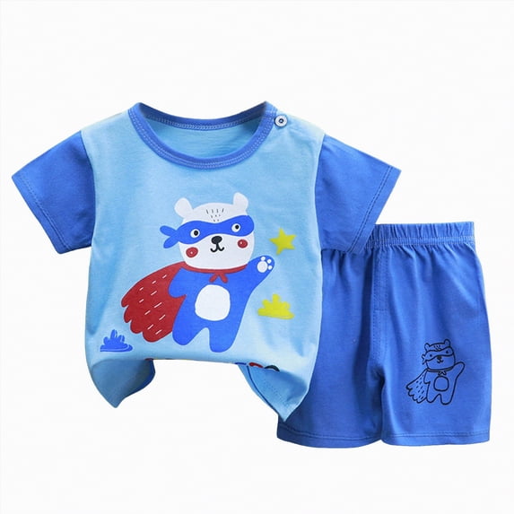 Toddler Baby Boy Clothes For 2t 3t 4t 5t 6t Boys Cute Summer Short Sleeve T Shirt Tops Shorts Clothes Sets Baby Boy Outfits Gibobby,9-18 Months,Light Blue