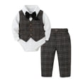 thumbnail image 1 of Toddler Baby Boy Clothes 3-24 Months Outfit 4PC Gentleman Dress Romper Shirt Coat Vest Pants Bow Tie, 1 of 13