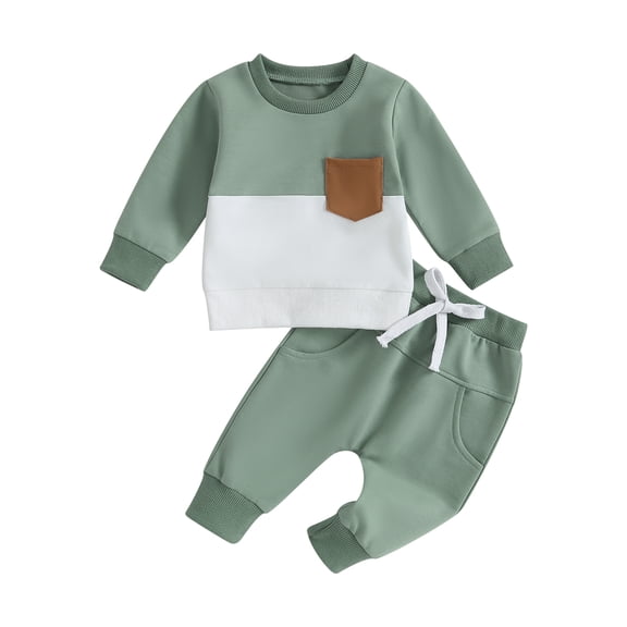 Toddler Baby Boy Clothes 6M 12M 18M 24M 3Y Color Block Sweatshirt Pullover Tops Jogger Pants 2Pcs Fall Winter Sweatsuit Outfit