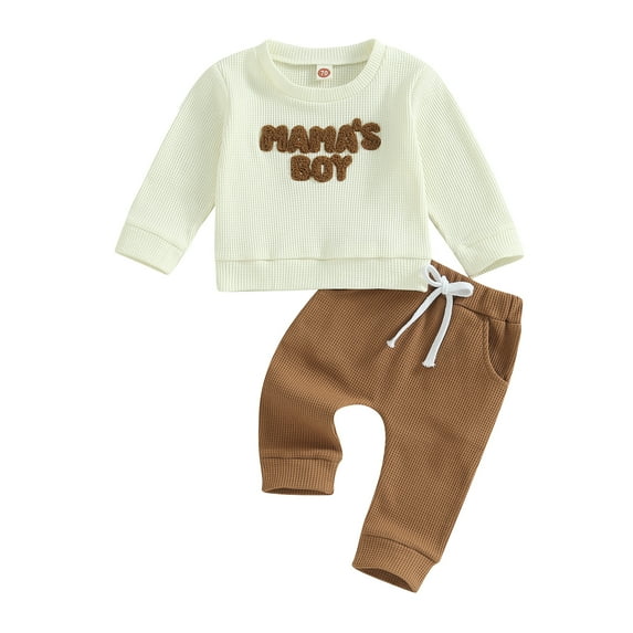 Toddler Baby Boy Clothes 6M 12M 18M 24M 3Y Mamas Fall Winter Outfit Long Sleeve Letter Sweatshirt Plaid Jogger Pants Newborn Set