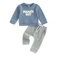thumbnail image 1 of Toddler Baby Boy Clothes 6M 12M 18M 24M 3Y Mamas Fall Winter Outfit Long Sleeve Letter Sweatshirt Plaid Jogger Pants Newborn Set, 1 of 10