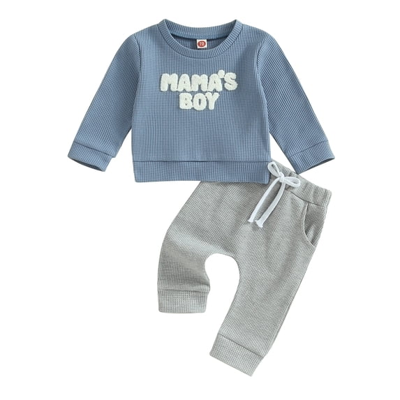 Toddler Baby Boy Clothes 6M 12M 18M 24M 3Y Mamas Fall Winter Outfit Long Sleeve Letter Sweatshirt Plaid Jogger Pants Newborn Set