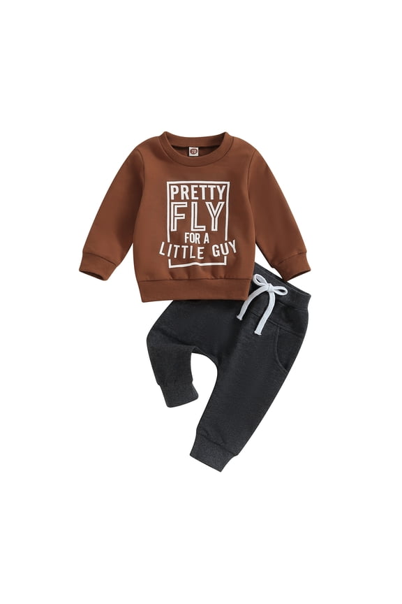 Toddler Baby Boy Clothes 6M 12M 18M 24M 3Y Pretty Fly for A Little Guy Infant Outfit Sets Tops Drawstring Pants Fall Winter Set