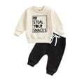 thumbnail image 1 of Toddler Baby Boy Clothes Crewneck Sweatshirt 6M 12M 18M 24M 3Y Long Sleeve Shirt with Elastic Waist Pants Set Fall Winter Outfits, 1 of 10