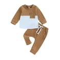 thumbnail image 1 of Toddler Baby Boy Clothes Fall Winter Outfit Patchwork Long Sleeve Sweatshirt Tops Stretch Pants Newborn Playwear Set, 1 of 10