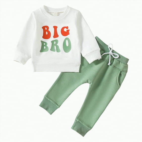Toddler Baby Boy Clothes Fall/Winter Round Neck Long Sleeve Elastic Waist 6M 1T 2T 3T 4T 5T Everyday Outfit Set 2PCS