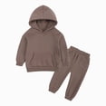 thumbnail image 1 of Toddler Baby Boy Clothes Long Sleeve Pullover Colorblock Sweatshirt + Pants 2pcs Fall Winter Outfit Set(Brown,1-2 Years), 1 of 7