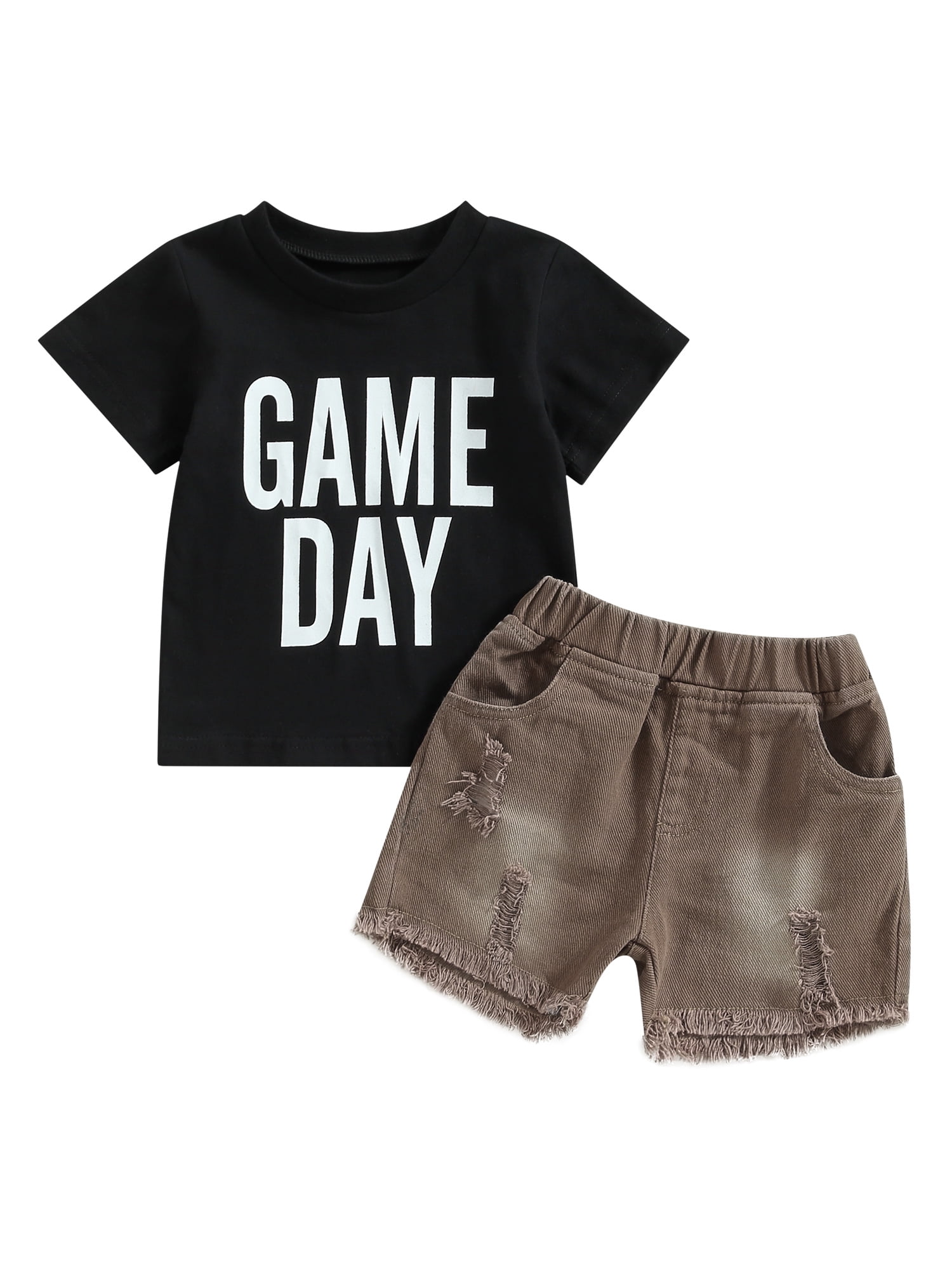 2pcs Kid Boy Letter Print Short-sleeve Tee and Elasticized Shorts Sporty Set
