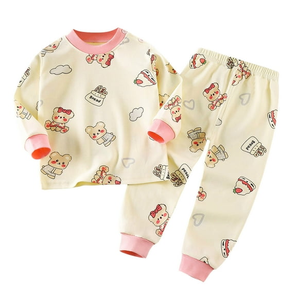 Caqnni Toddler Baby Boy Clothes Patchwork Waffle Sweatshirt Pullover Shirt Top Pants Infant Boy Fall Winter Outfit 12 18 24 M 1t 2t 3t 4t Pajamas & Dailywear Set(Pink,5-6 Years)