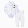 thumbnail image 1 of Toddler Baby Boy Clothes Set Long Sleeve Sweatshirt and Pants Fall Winter Outfits for 2T 3T 4T 5T 6T Kids White,6-12 Months, 1 of 6