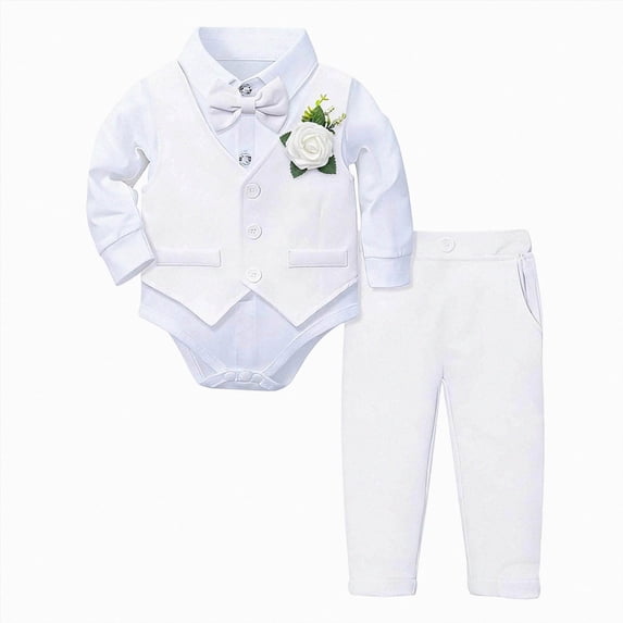 Toddler Baby Boy Clothes Set Long Sleeve Sweatshirt and Pants Fall Winter Outfits for 2T 3T 4T 5T 6T Kids White,6-12 Months