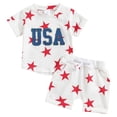 thumbnail image 1 of Toddler Baby Boy Clothes Short Sleeve Letter T Shirt Tops Rolled Shorts Set 18 Month Boy Clothes,White, 1 of 6