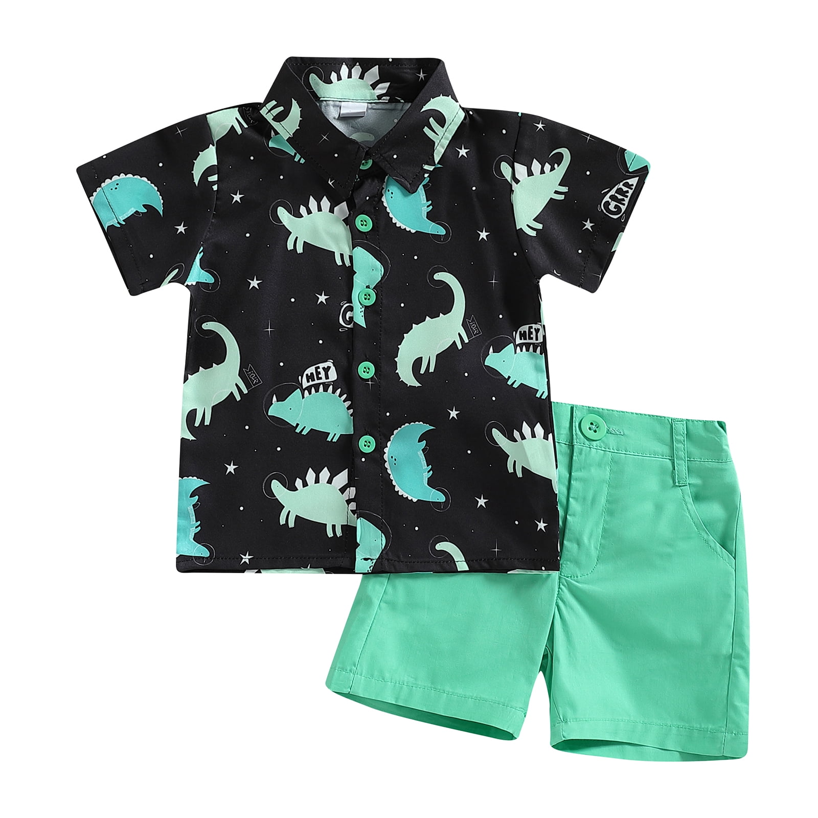 Children Boy Co Ord Printed Shirt Short Sleeve T-shirt Shorts 2 Piece Set main image 0