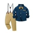 thumbnail image 1 of Toddler Baby Boy Clothes Suit 1-5T Wedding Outfits Formal Dress Shirt Bowtie Suspender Pants Set, 1 of 10