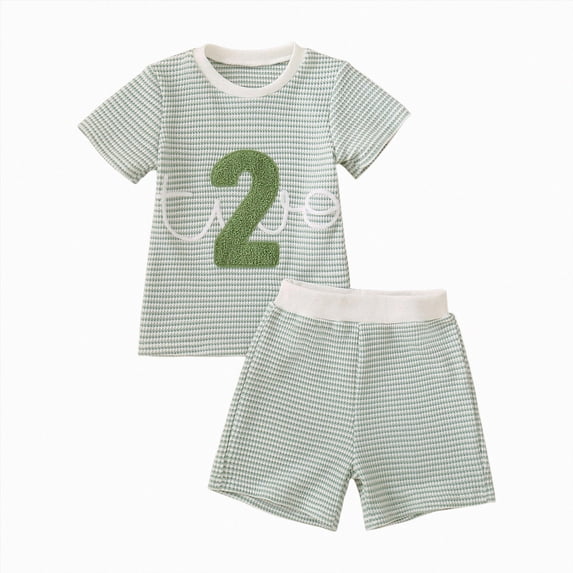 Toddler Baby Boy Clothes Summer Outfits 2nd Birthday Funny Embroidery Short Sleeve Shirt & Shorts, Cute Birthday Clothes 2-3 Years