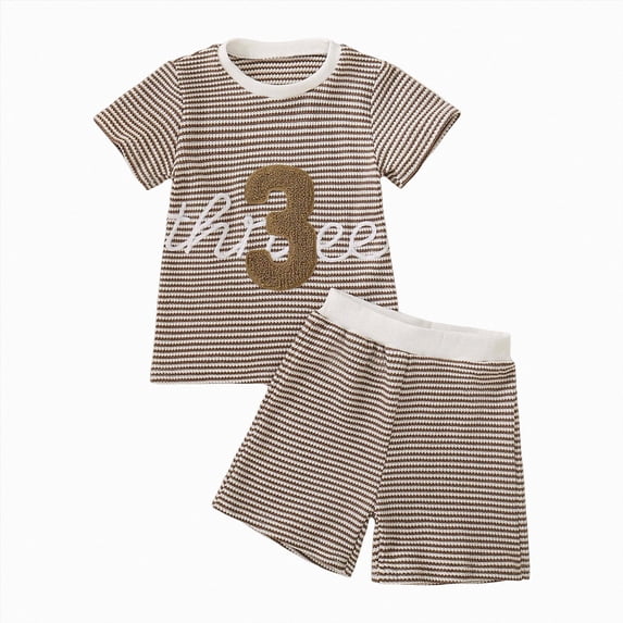 Toddler Baby Boy Clothes Summer Outfits 3nd Birthday Funny Embroidery Short Sleeve Shirt Shorts Cute Birthday Clothes 2-3 Years
