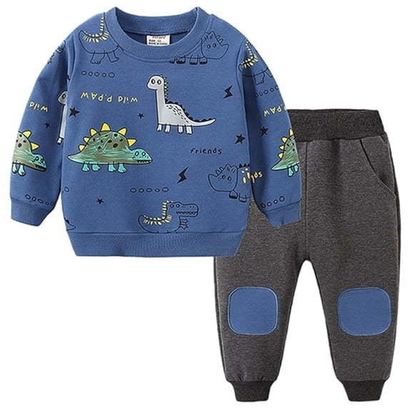Toddler Baby Boy Clothing Sets Cartoon Printed Long Sleeve Tops and Pants Kids 2pcs Outfits
