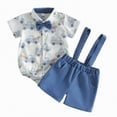 thumbnail image 1 of Toddler Baby Boy Easter Outfit Bunny Truck Short Sleeve Button Down Shirt Romper Suspender Shorts Set 2 Piece, 1 of 6