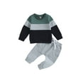 thumbnail image 1 of Toddler Baby Boy Fall Winter Clothes Color Block Long Sleeve Sweatshirt Pullover Tops + Joggers Pants Outfit Set, 1 of 8
