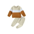 thumbnail image 1 of Toddler Baby Boy Fall Winter Clothes Color Block Long Sleeve Sweatshirt Pullover Tops + Joggers Pants Outfit Set, 1 of 8