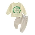 thumbnail image 1 of Toddler Baby Boy Fall Winter Clothes Outfits 6M 12M 18M 24M 3Y Letters Crewneck Sweatshirt Tops Jogger Pants Sets Sweatsuit, 1 of 9
