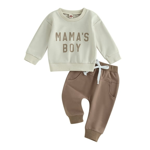 Toddler Baby Boy Fall Winter Clothes Set 6M 12M 18M 24M 3Y Long Sleeve Pullover Sweatshirt Drawstring Pants 2Pcs Outfits