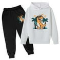 thumbnail image 1 of Toddler Baby Boy Fall Winter Outfit Pullover Dinosaur Hoodie Jogging Pants Tracksuit Suit Regular Fit 2 Piece Outfits,Beige,5-6 Years, 1 of 2