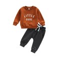 thumbnail image 1 of Toddler Baby Boy Fall Winter Outfits 6M 12M 18M 24M 3Y Letter Crewneck Sweatshirt Casual Pants 2Pcs Clothes Set, 1 of 10