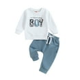 thumbnail image 1 of Toddler Baby Boy Fall Winter Outfits 6M 12M 18M 24M 3Y Letter Crewneck Sweatshirt Casual Pants 2Pcs Clothes Set, 1 of 9