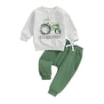 thumbnail image 1 of Toddler Baby Boy Farm Outfits Letter Tractor Print Long Sleeve Sweatshirts Pullover Tops and Pants Set 2Pcs Fall Country Clothes, 1 of 7