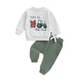 thumbnail image 1 of Toddler Baby Boy Farm Outfits Letter Tractor Print Long Sleeve Sweatshirts Pullover Tops and Pants Set 2Pcs Fall Country Clothes, 1 of 7