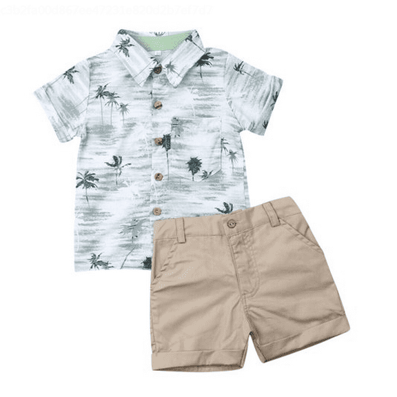 Toddler Baby Boy Formal Suit Flower Dress Shirt+Shorts Summer Outfits Clothes