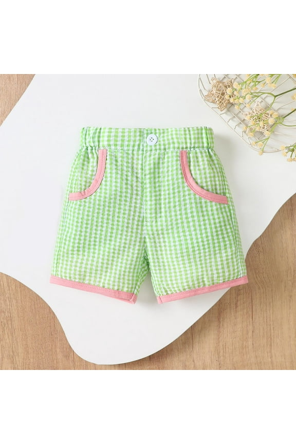Toddler Baby Boy Gingham Shorts Vintage Plaid Print Linen Boxer Shorts with Pockets Infant Summer Checkered Biker Shorts