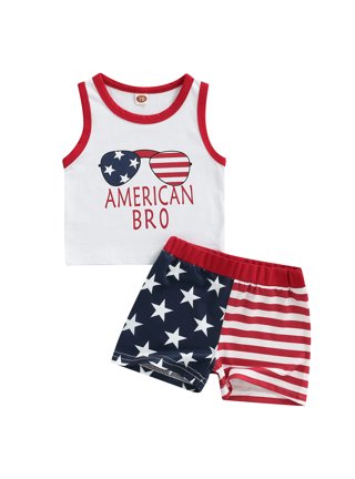 Baby And Toddler Boys Mix And Match American Flag Print Knit Tank Top  2-Pack