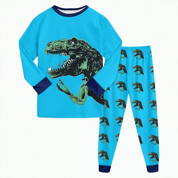 Toddler Baby Boy Girl Autumn Winter Dinosaur Print Long Sleeve Elastic Waist 1T 2T 3T 4T 5T 6T Everyday Outfit Set 2 PC
