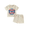 thumbnail image 1 of Toddler Baby Boy Girl Baseball Outfit Summer Short Sleeve Embroidery T Shirt Tops and Shorts Set Cute Waffle Clothes, 1 of 7