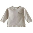 thumbnail image 1 of Toddler Baby Boy Girl Basic Solid Organic Cotton T Shirts Tops Long Sleeve Tee Shirt Girls Clothes For 0 2Y, 1 of 7