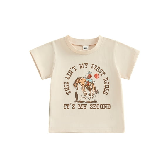 Toddler Baby Boy Girl Birthday T-Shirt 18 24 Months 2T 3T Western Elements Letter Print Short Sleeve Round Neck Graphic Tops