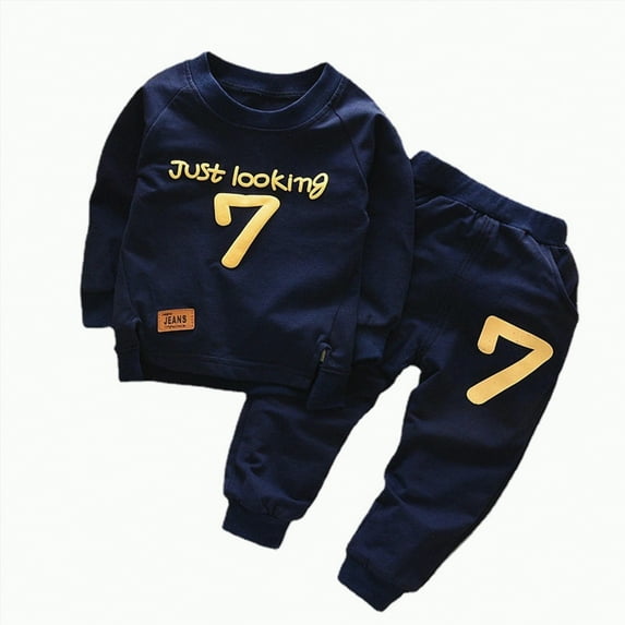 Toddler Baby Boy Girl Boys Fall Winter Graphic Long Sleeve Elastic Waist 6 9 12 18 24 Months Everyday Outfit Set 2Pcs