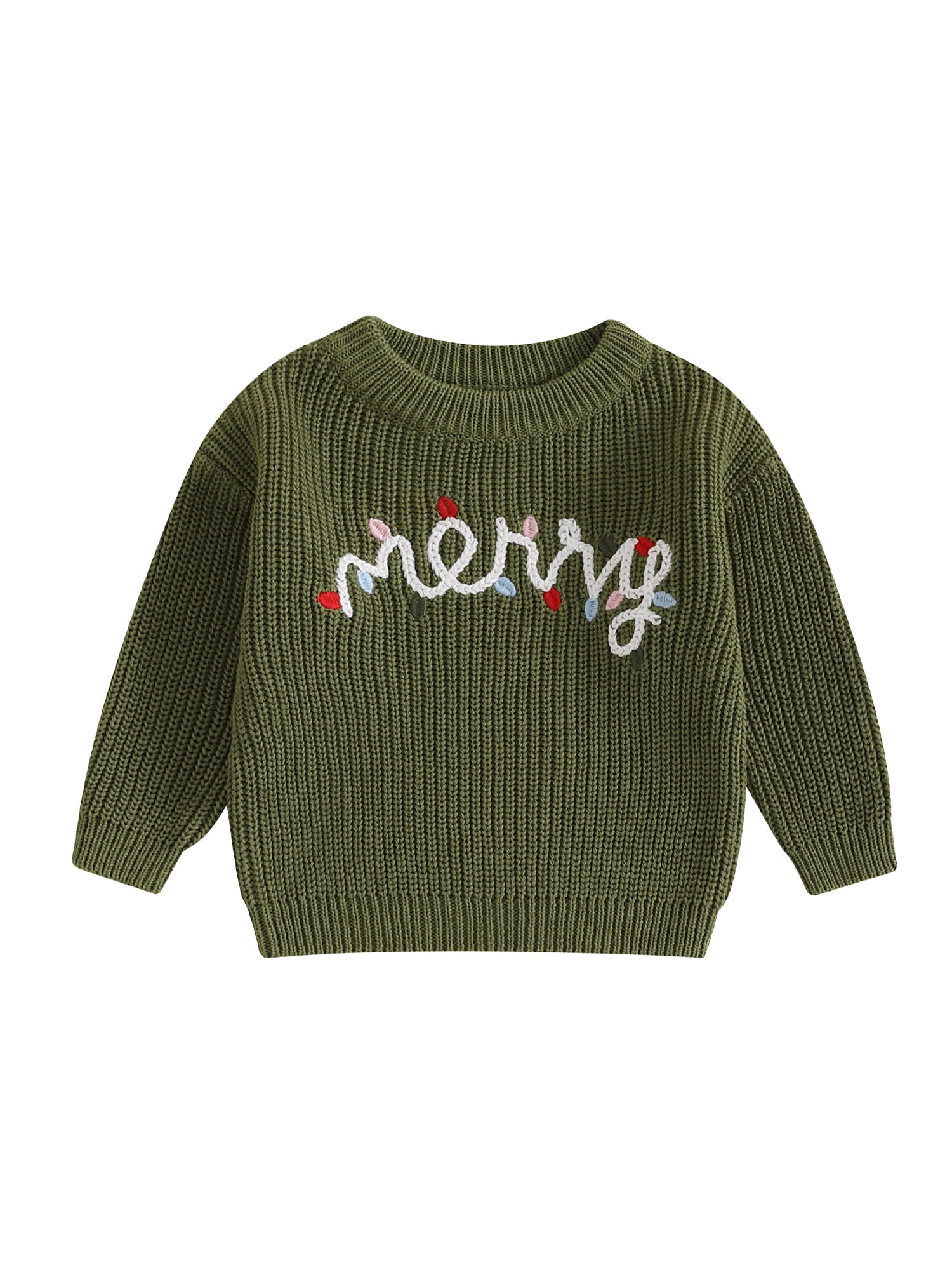 Toddler Baby Boy Girl Christmas Sweater Merry Letter Light String Long
