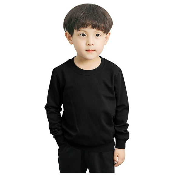 Toddler Baby Boy Girl Clothes Crewneck Sweatshirt Solid Color Long Sleeve Pullover Tops Fall Winter Casual Outfit