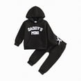 thumbnail image 1 of Toddler Baby Boy Girl Clothes Autumn Winter Letter Print Long Sleeve Drawstring Pants 6M 9M 12M 2T 3T 4T Everyday Outfit Set 2Pcs, 1 of 8