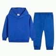 thumbnail image 1 of Toddler Baby Boy Girl Clothes Little Boys Autumn Winter Solid Color Long Sleeve Elastic Waist 6M 1T 2T 3T Hoodie Set 2 PC Solid Color Sweatshirt Suits, 1 of 8
