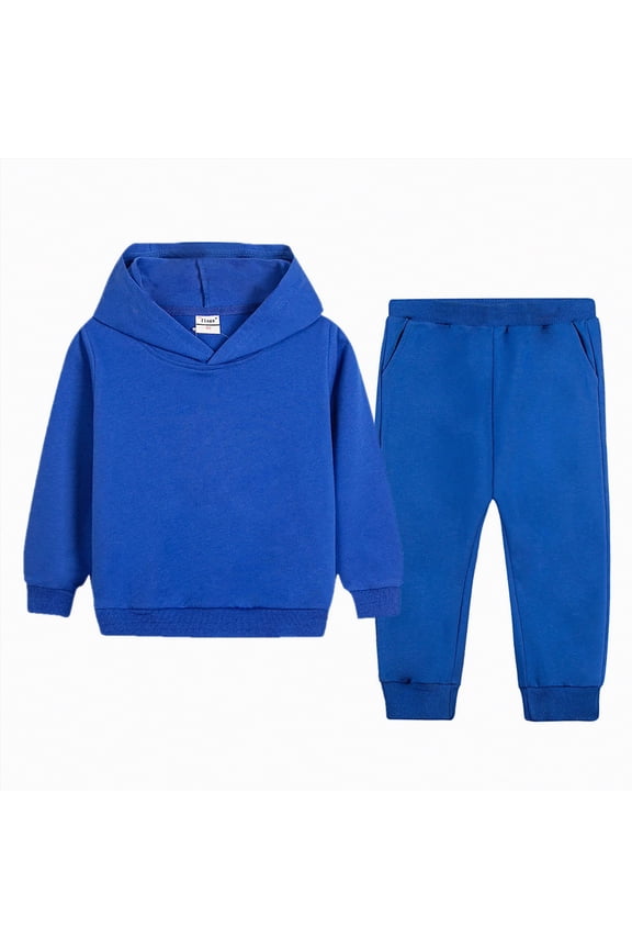 Toddler Baby Boy Girl Clothes Little Boys Autumn Winter Solid Color Long Sleeve Elastic Waist 6M 1T 2T 3T Hoodie Set 2 PC Solid Color Sweatshirt Suits