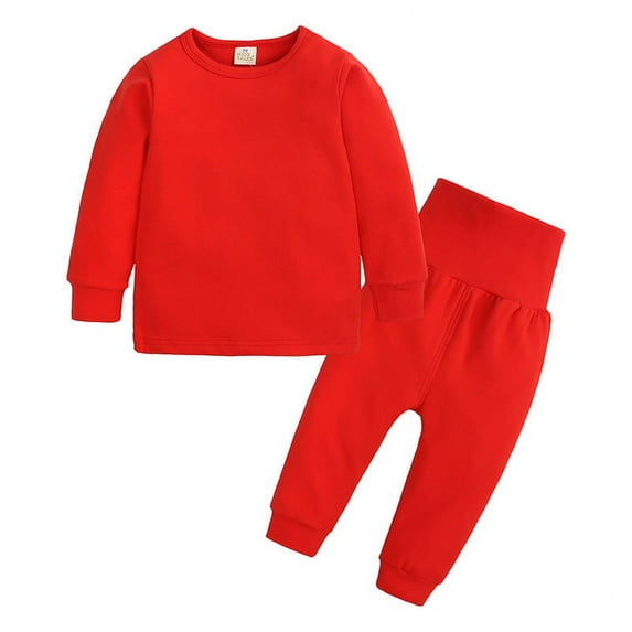 Toddler Baby Boy Girl Cotton Linen Home Clothes Boys Girls Belly Care Suit Long Sleeves and Trousers for 3M-7T