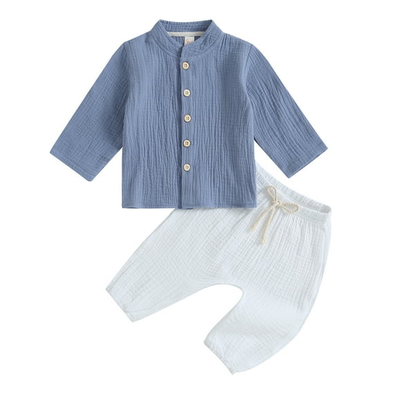 Toddler Baby Boy Girl Cotton Linen Pants Set 6M 12M 18M 24M 2Y 3Y 4Y  T Shirt Top Drawstring Elastic Waist Pants Outfit