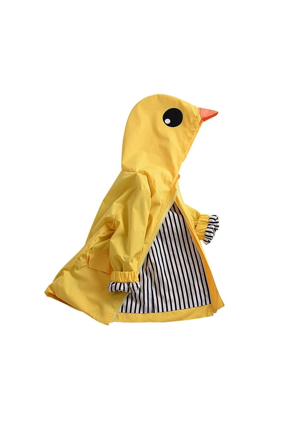 Toddler Baby Boy Girl Duck Rain Jacket Cute Cartoon Yellow Raincoat Hoodie Kids Zipper Coat Fall Winter Outwear School Outfits
