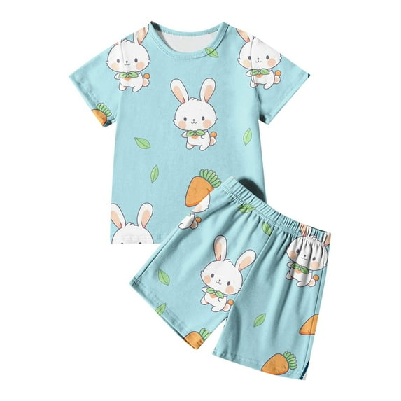 Toddler Baby Boy Girl Easter Day Outfits 2 pieces Easter Graphic Short Sleeve T-Shirt Tee Tops Outfits for Toddler Boys Girls 2-3 Years