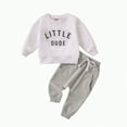 thumbnail image 1 of Kedxroy Kids Boys 2 Pieces Outfits, Contrast Color Round Neck Long Sleeve Tops + Solid Color Pants(Z02-White,2-3 Y), 1 of 9